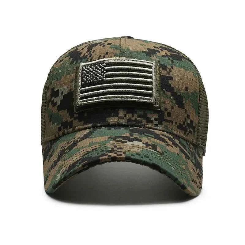 American Flag Camouflage Mesh Baseball Cap for Outdoor Adventures