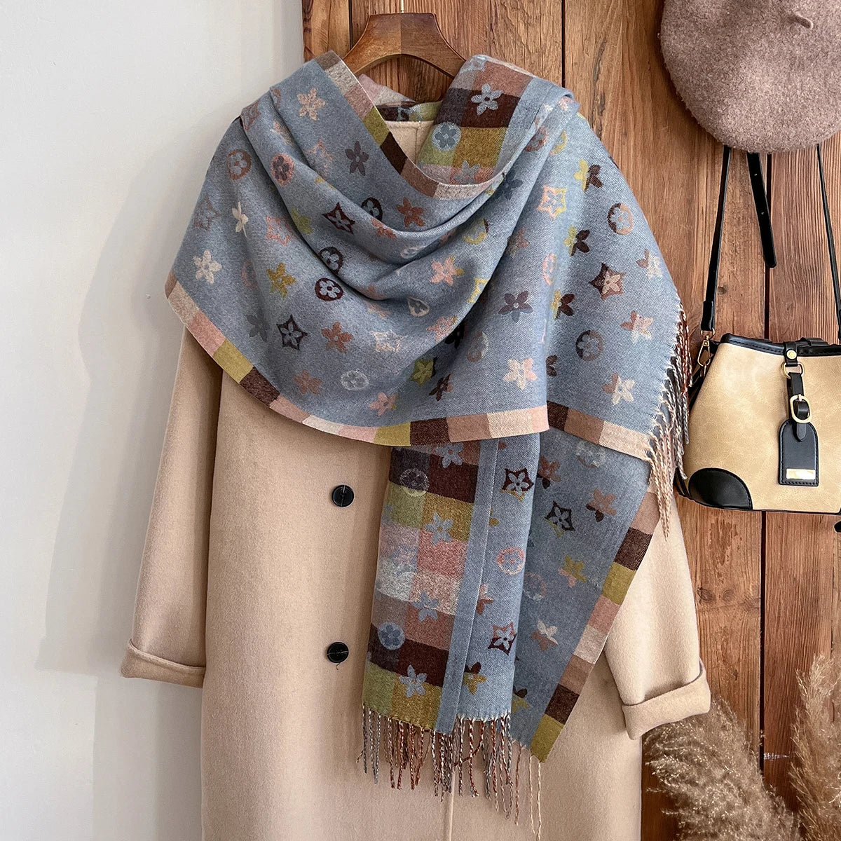 New Brand National Style Cashmere Scarf Winter Women Pashmina Shawls Warm Blanket Wraps Female Foulard Bandana Thick Scarves