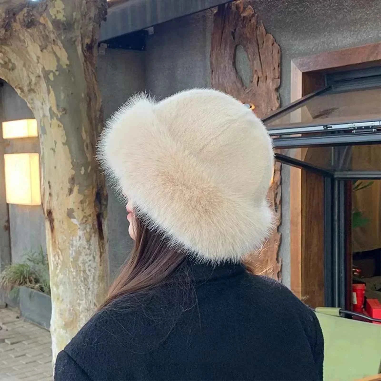 Plush Warm Fur Fluffy Beanie Hat for Winter Outdoor Comfort