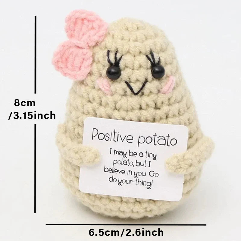 Positive Energy Duck Doll Hug Pocket Mini Handmade Plush Wool Knitting Dolls Funny Emotional Support Crochet Gift for Birthday