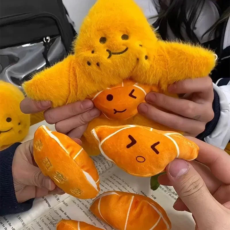 Kawaii Peelable Orange Segments Fruit Plush Toy Stuffed Soft Simulation Food Keychain Backpack Pendant Cartoon Toy Doll Kid Gift