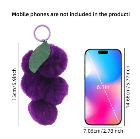 Purple Fluffy Soft Key For Men And Women Chain Rabbit Plush Grape Pendant Grape Car Key Pendant Accessory Wholesale