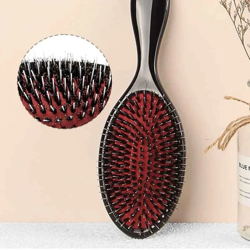 1PC Oval Boar Bristle & Nylon Hair Comb Mini Anti-static Hair Scalp Massage Comb Hairbrush Salon Hair Care Brush Styling Tool