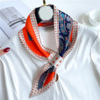 Luxury Brand Horse Print Skinny Neckerchief Scarf For Women Satin Silk Ribbons Bandana Ladies Neck Tie Wrist Wrap Shawl Echarpe