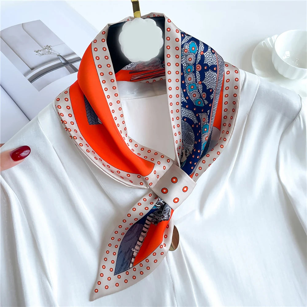 Luxury Brand Horse Print Skinny Neckerchief Scarf For Women Satin Silk Ribbons Bandana Ladies Neck Tie Wrist Wrap Shawl Echarpe
