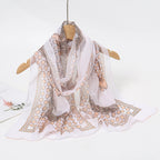 2024 New Print Chiffon Scarf Shawl Women Sunscreen Silk Scarf Turban Long Wrap Beach Travel Outdoor Accessories Trendy Headband