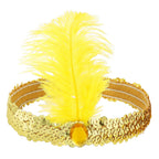 1920s Flapper Headband Feather Headpiece Sequin Headband with Gem for Gatsby Party Halloween Costume Accessory