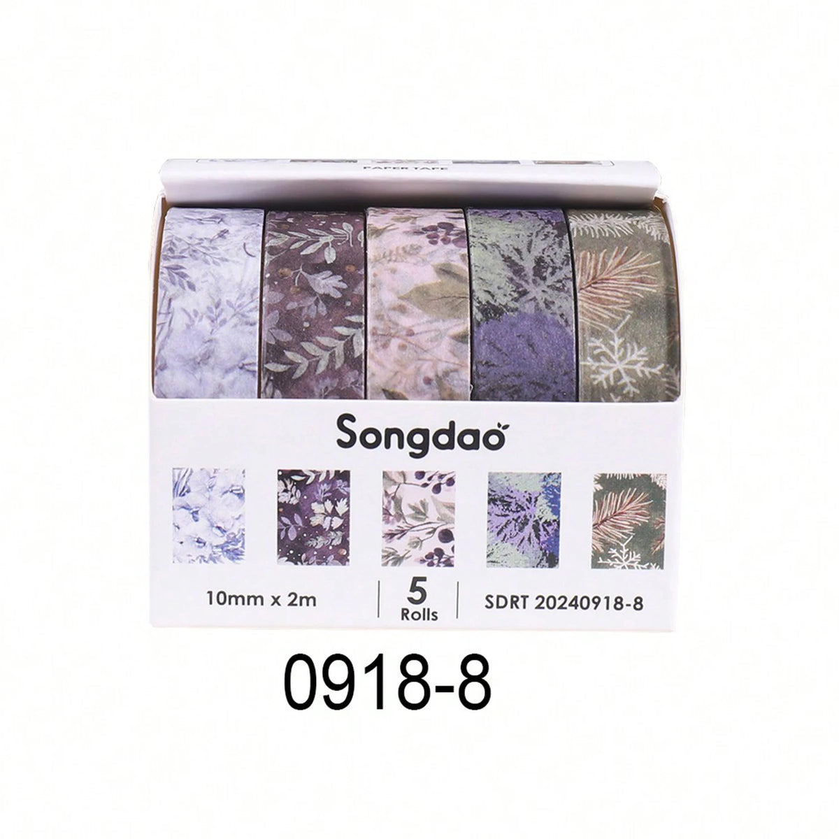5 Rolls of Boxed Romantic Flower Handbook Tape, Cute DIY Fresh Decorative Washi Tape for Students, a Must-Have Gift for Students