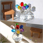 Colourful Rose Bouquet - For Anniversary, Mother's Day, Valentine's Day Crystal Rose Bouquet - Eternal Rose Decorative Gift