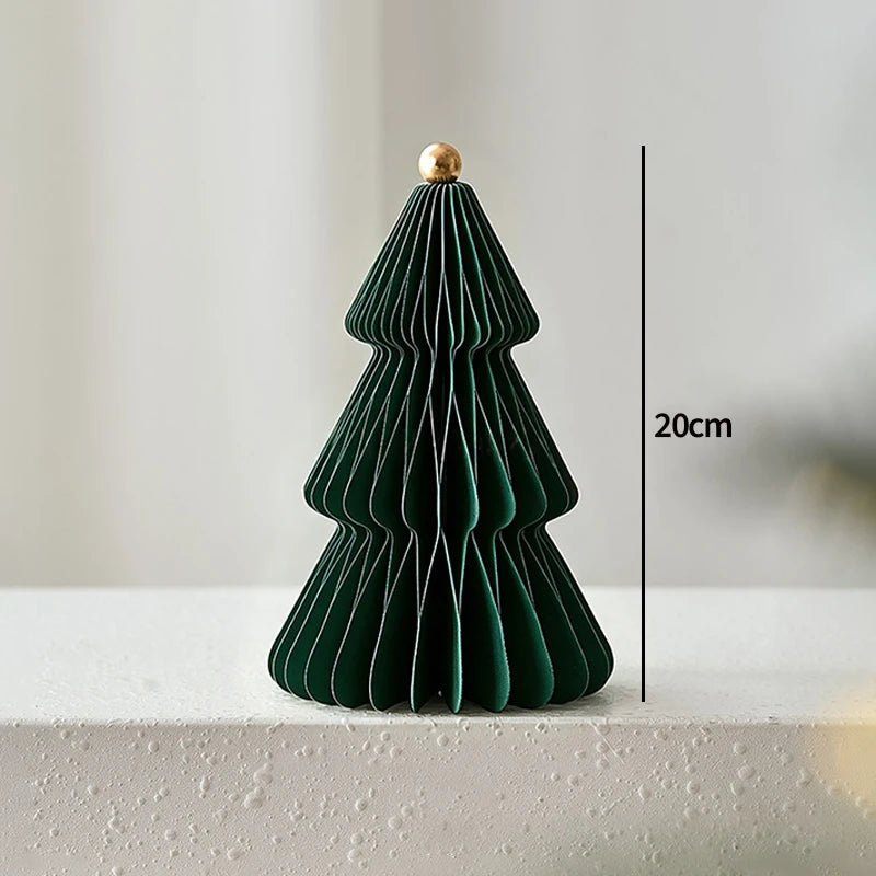 Paper Christmas Tree Ornaments 3D Honeycomb Christmas Tree Decorations Folded Paper 2026 Xmas New Year Desktop Arrangement Decor