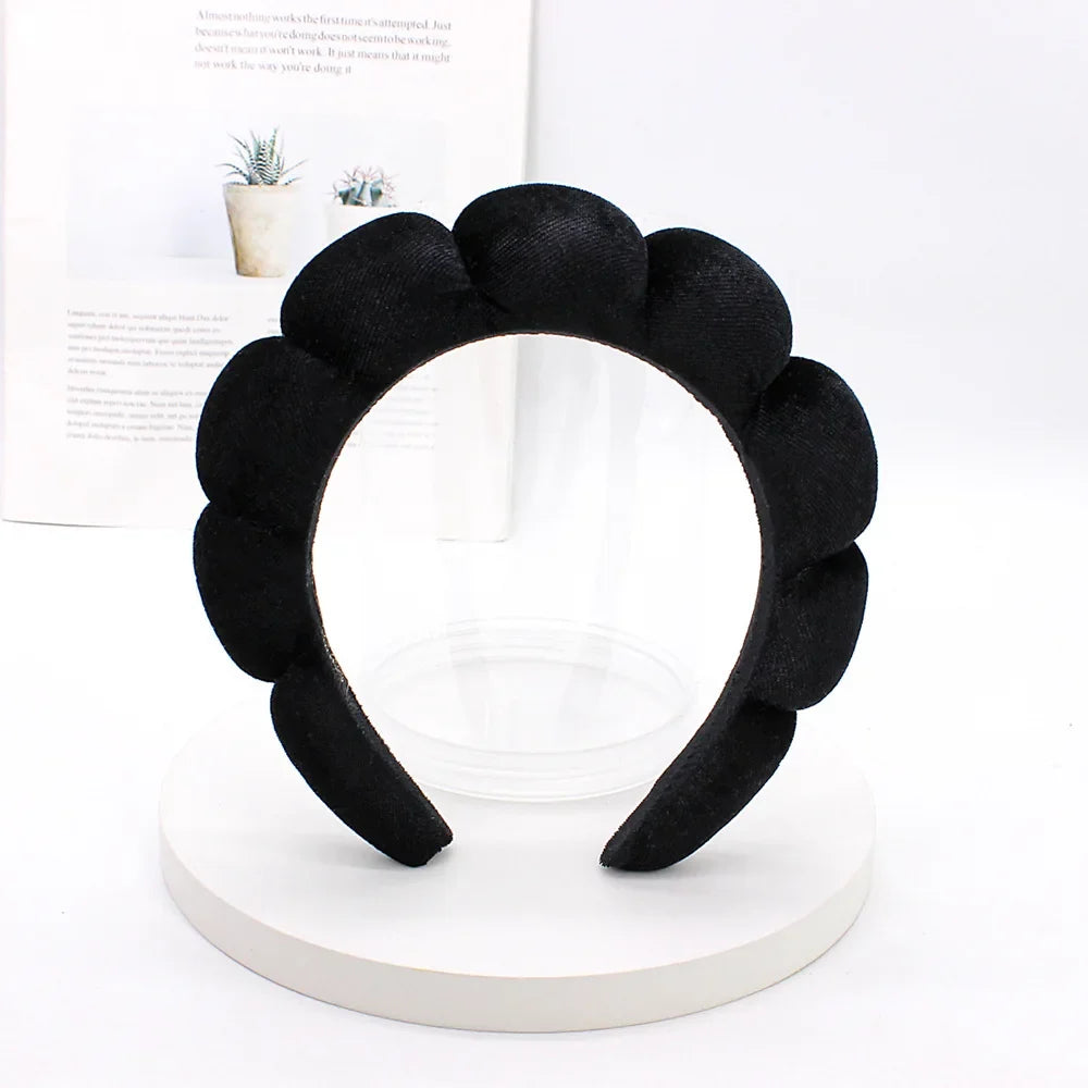 Sponge Spa Headband Velvet Washing Face Wide Padded Headband Skin Care Makeup Removal Shower for Women Girls Hair Accessories