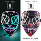 Wireless Neon LED Purge Mask – Glowing Halloween Cosplay Mask