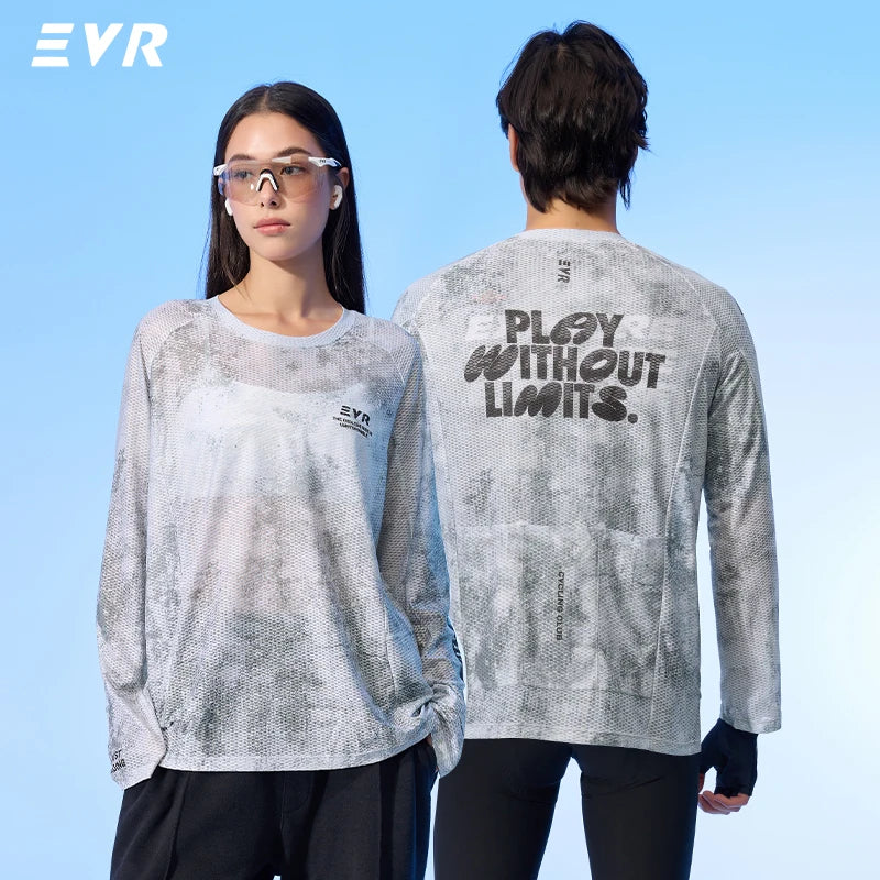 EVR Cycling Jersey Summer Casual Cycling Tops For Men and Women Long-sleeved T-shirt Quick-drying Road Bicycle Loose Cycling Top