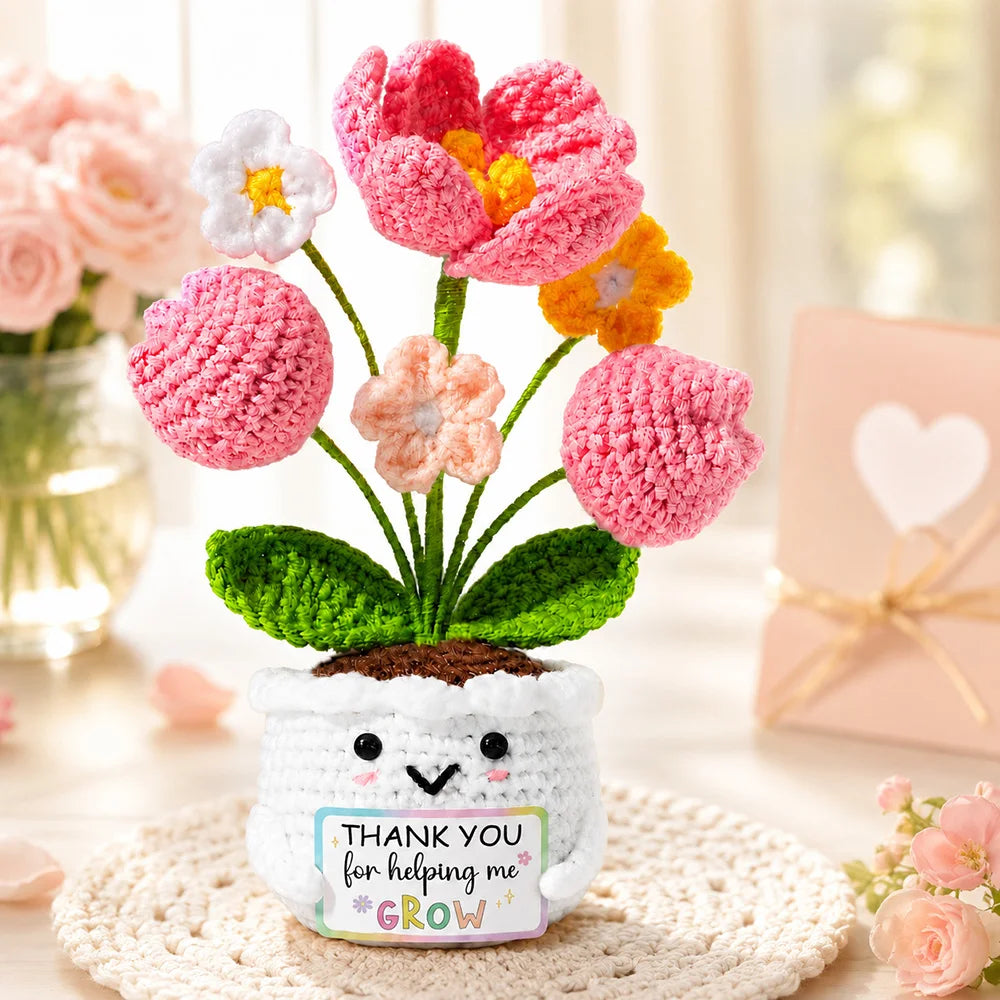 Positive Energy Duck Doll Hug Pocket Mini Handmade Plush Wool Knitting Dolls Funny Emotional Support Crochet Gift for Birthday