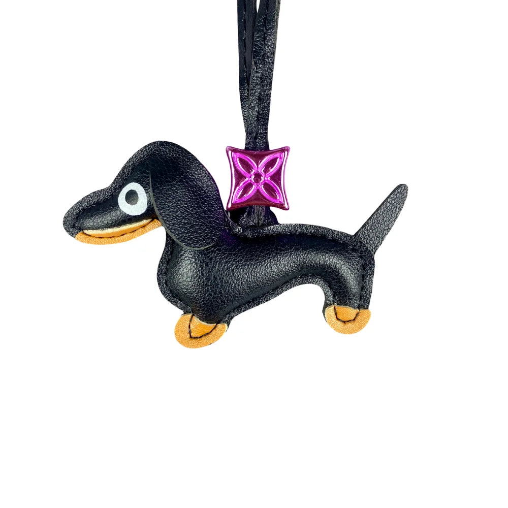 Mini PU Leather Bag For AirPods Case/Lip Balm/Coins With Tiny Dachshund As Decoration-Functional & Decor Leather Pouch-Gift