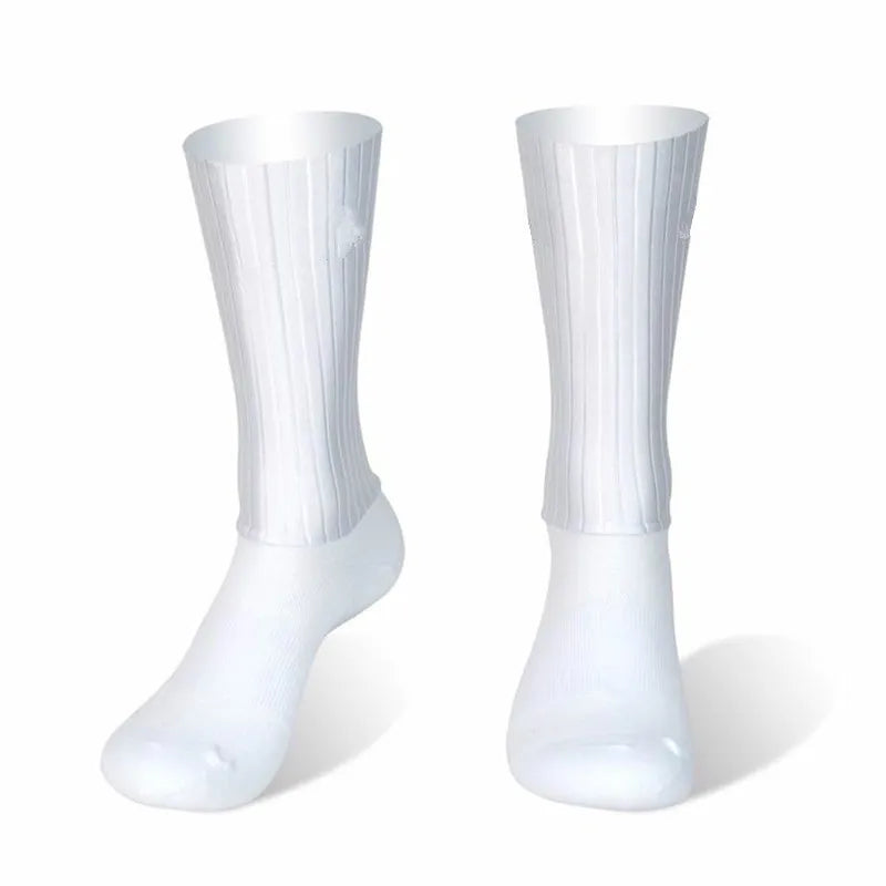 Aero Cycling Summer Anti Socks Whiteline Slip Silicone Socks Men Bicycle Sport Running Bike Socks Calcetines Ciclismo