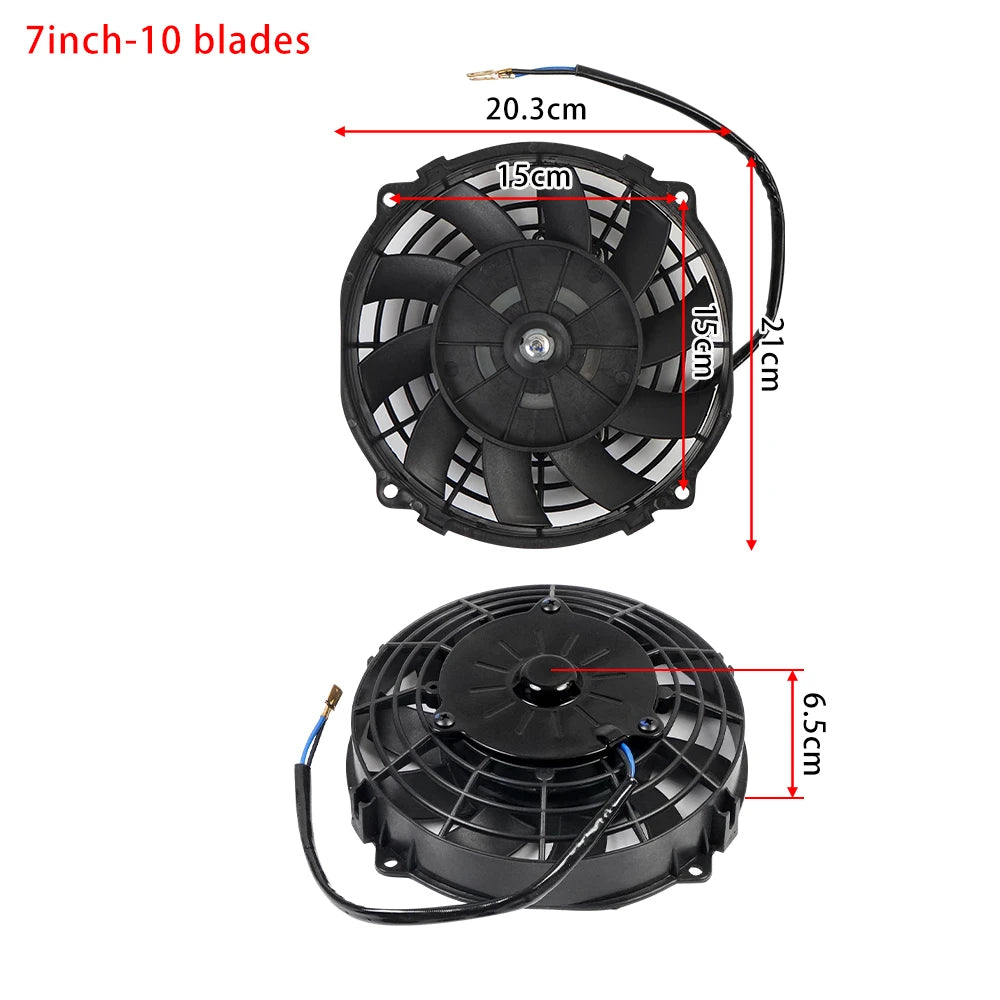 Universal 7/9/10/12/14/16 Inch 12V 80W 2100RPM Car Air Conditioning Cooling Fan Blade Cool Mounting Kit CF-1001