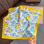 2025 Silk Shawl Print Headscarf Cat Hair Wrap Neckerchief Female Satin Square Scarf For Women Headband Foulard Hijab Bandana