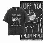 COOLMIND DB Cat Printed Cotton Acid Washed Exclusive Graphic Unisex T Shirt Cool Streetwear Men Tshirts Big Size Tee for Men