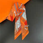 Fashion Women Hair Scarf 2024 New Brand Design Luxury Silk Scarf Fashion Print Headband Skinny Bag Scarves Neckerchief