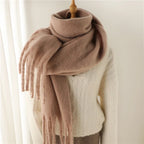 Women’s Warm Winter Pashmina-Feel Tassel Shawl Scarf