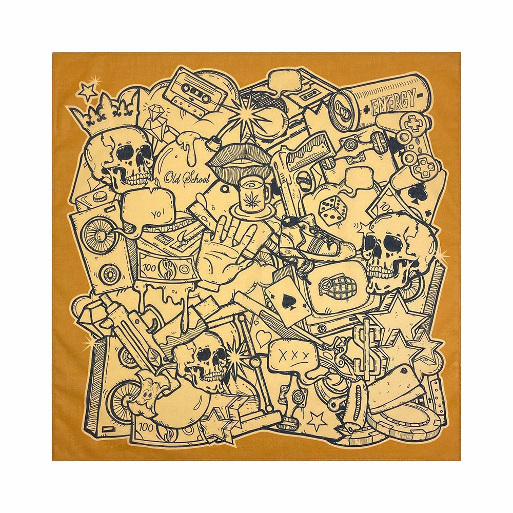 High Quality Skull Chimpanzees Print Cashew Hip Hop Cotton Square Bandana Scarf Riding Headband Paisley Gifts For Men Unisex