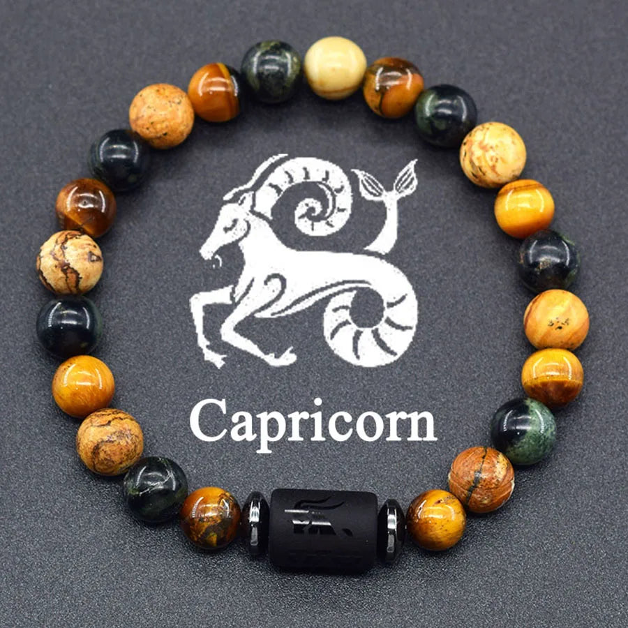 12 Zodiac Sign Bracelet Homme Constellation Bracelet for Men Aries Virgo Leo Libra Charm Bangle Women Friendship Jewelry on Hand