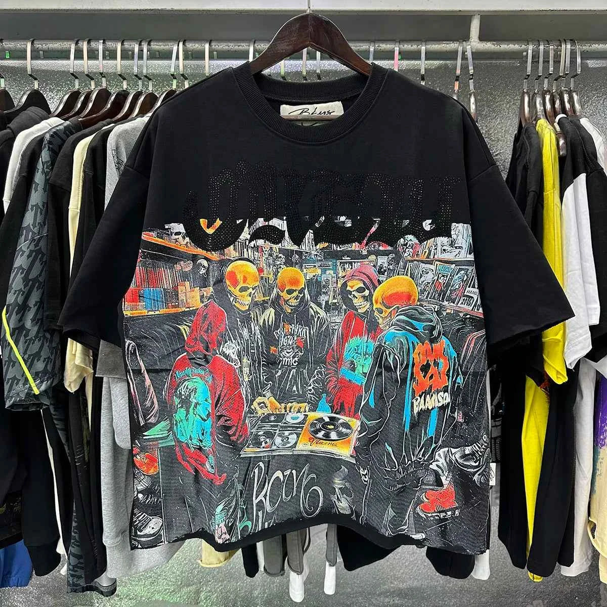 Shinning Bling Diamond Short Sleeve Cropped T-shirt for Men and Women Crew Neck Rhinestone Loose Cotton Summer Tshirts Oversized