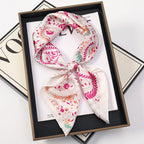 Bohemian Style Print Luxury Brand Silk Square Scarf Women Satin Shawls Neckerchief Wrap Scarves Bandana Hair Hjiab Floral