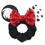 Cute Mouse Ears Velvet Scrunchies Hairband Women Elastic Ponytail Holder Girls Sequin Bow 2023 Kids Party DIY Hair Accessories