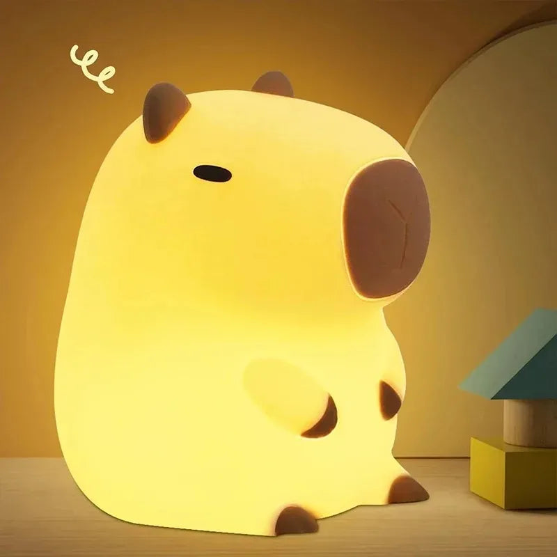 Cute Pet Capybara Night Light Cartoon Silicone Creative Bedside Sleep Night Lamp For Room Decor Birthday gift clearance sale