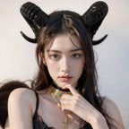 Black Demon Horn Headdress Cosplay Headwear Gothic Animal Sheep Devil Horns Headband Halloween Carnival Party Costume Props