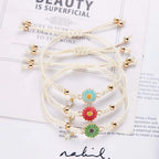 Simple Sunflower Bracelets for Women Handmade Braided Fashion Colorful Daisy Adjustable Bangle Friendship Good Luck Jewelry Gift