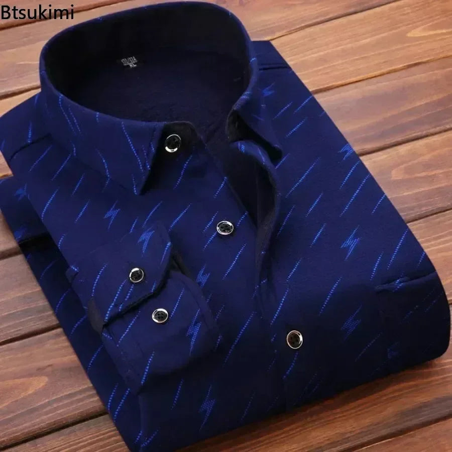 2025 Men's Autumn Winter Casual Long Sleeve Plaid Shirt Thick Warm Men's Casual High Quality Soft Large Size Warm Shirt Tops 4XL
