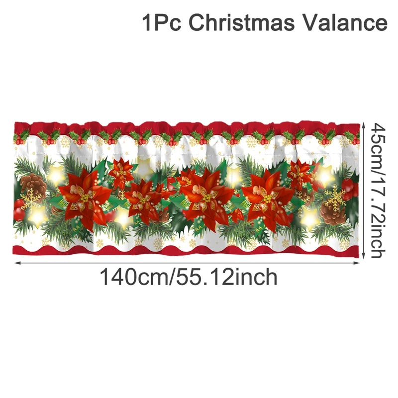 Christmas Short Curtains Valances Merry Christmas Decorations For Home 2026 Xmas Navidad Kitchen Bedroom Ornaments New Year 2027