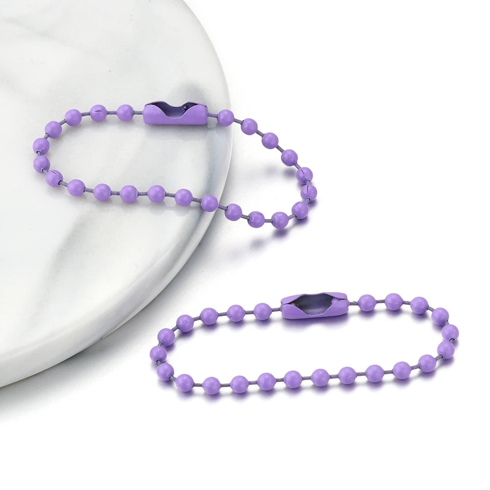 100pcs/Lot 10cm Iron Colorful Ball Bead Chain Fits KeyRing Key Chain Dolls Label Hand Tag Connector DIY Jewelry Making