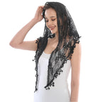 Fashion Church Shawl Lace Veil Polyester Scarf Bandana Church Prayer Wedding Mantilla Chapel White Embroidered Hijab Women Scarf