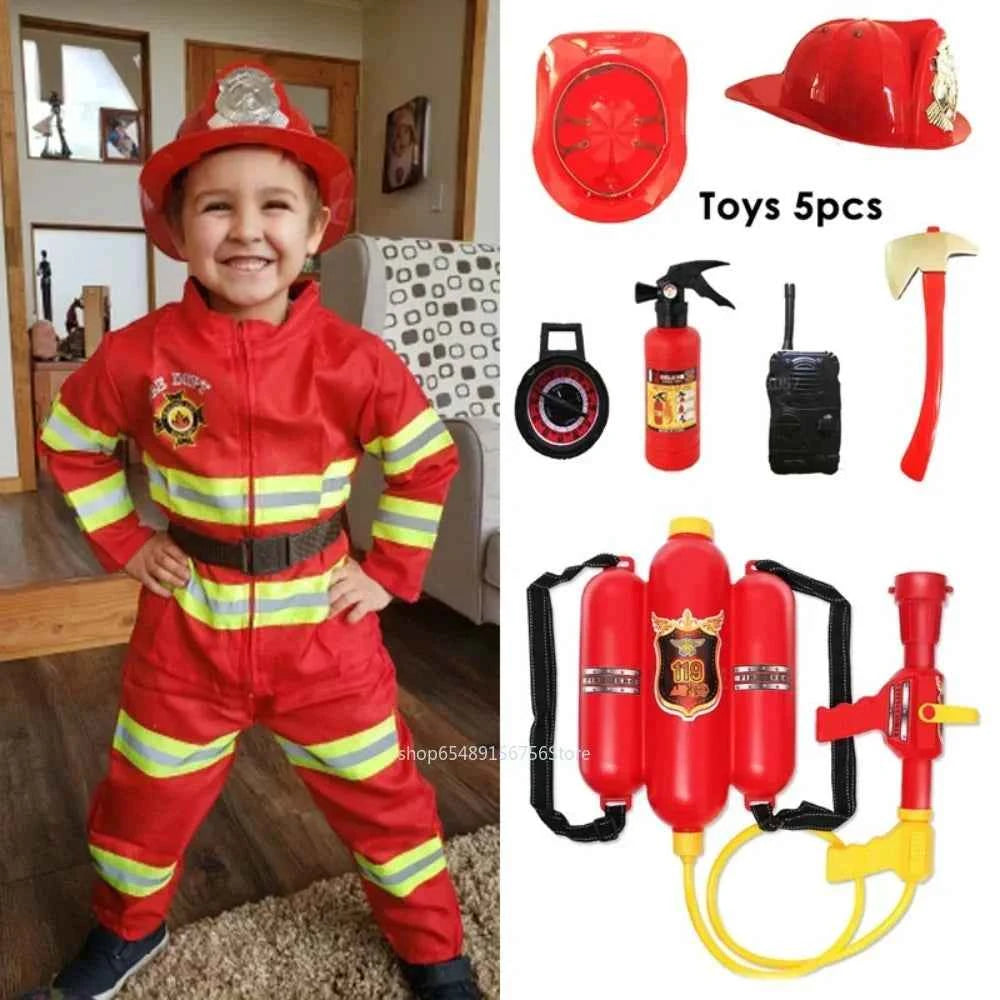 Kids Fireman Cosplay Costume Uniform – Role Play Outfit