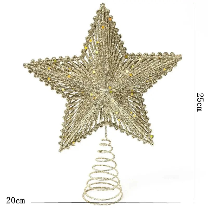 25cm Christmas Tree Top Glitter Gold Silver Star Home Xmas Tree Ornaments Christmas Decoration For Home 2024 Natal New Year 2025