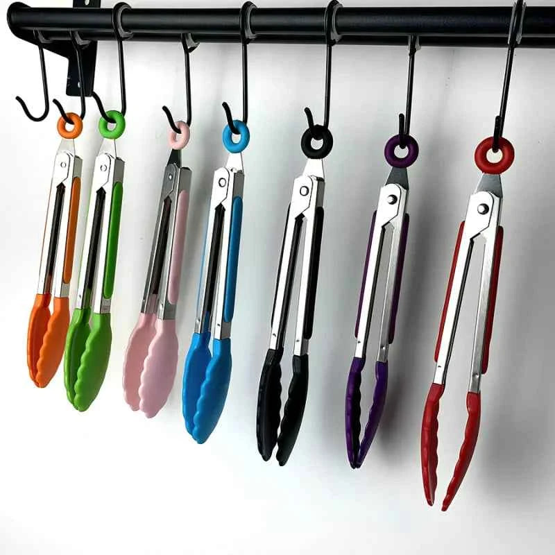 Anti-Slip Stainless Steel Cooking and Serving Tongs for Kitchen