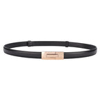 Genuine Leather Women Belt Fashion Golden Lock Buckle Skinny Ladies Waist Belts Dress Jeans Sweater Everyday Casual Outfits