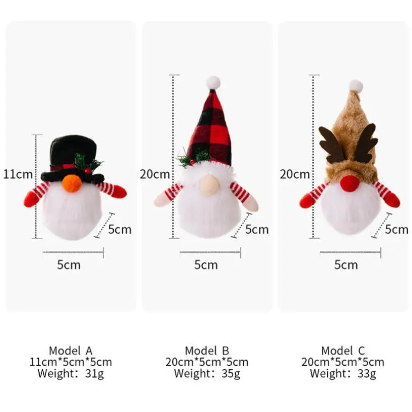 1 Pcs Christmas LED Doll Pendant Christmas Tree Ornaments Santa Gnome Plush Doll For Home New Year Xmas Decoration Party Favors