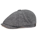 Retro Men’s Newsboy Cap – Classic Herringbone Octagonal Hat, British Style Flat Cap for Autumn & Winter, Vintage Painter Beret