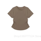 Women Summer Short Sleeved Top for Fashion Versatile Base Shirt Slim Fit Round Neck T-shirt Casual and Sexy Breathable and Cool