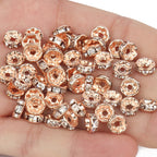 50pcs Rhinestone Spacer Beads Multi-color Crystal Metal Spacers Rondelle Beads for Jewelry Making DIY Bracelets Accessories