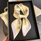 2025 Silk Shawl Print Headscarf Cat Hair Wrap Neckerchief Female Satin Square Scarf For Women Headband Foulard Hijab Bandana