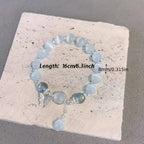 Dainty Blue Cats Eye Beaded Bracelet, Cute Butterfly Charm Elastic Hand Chain, Moonlight Opalite Stone Jewelry, Graduation Birthday Gift for Best Friend Teen