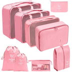 7/8/9/10-Pcs Travel Organizer Packing Cubes Set – Portable Luggage Storage Bags for Clothes, Shoes & Accessories