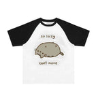 Japanese Polka Dot Cute Lazy Cat Print Loose T-shirt Aesthetics Kawaii Cartoon Tops Women's Sweet Harajuku Grunge Tees Y2k Tops