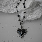Gothic Bat Cross Dark Pendant Necklace Set, Y2K Personalized Thorn Love Black Bead Stacked Necklace Set, Suitable as Halloween G